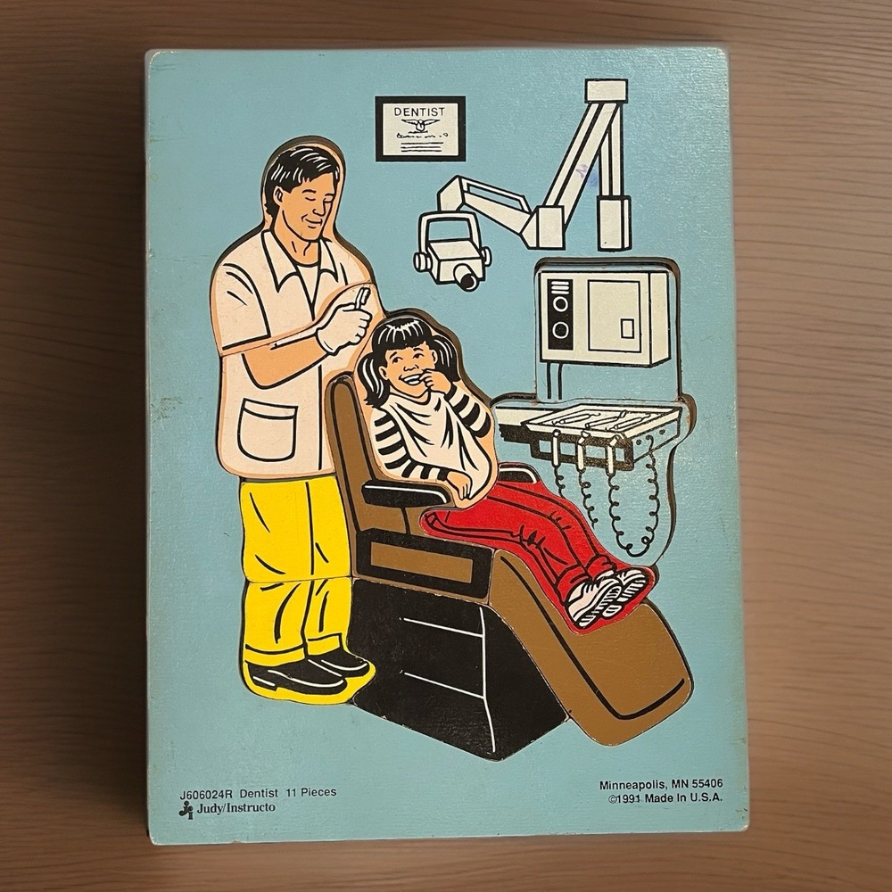 Vintage 1991 Judy Wooden Puzzle DENTIST #J606024R 11 Pc Made in USA